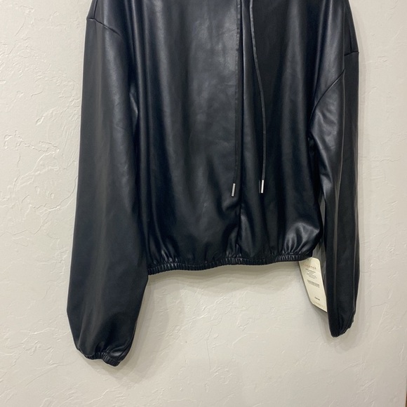 Fabletics black vegan leather hoodie size small. NWT. - Picture 3 of 13